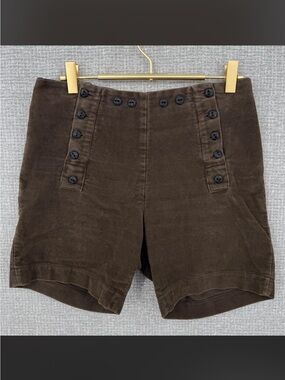 Vintage Yoko Fashions CA Women Shorts Sz L 14 Brown Sailor Button Retro Y2K Boho